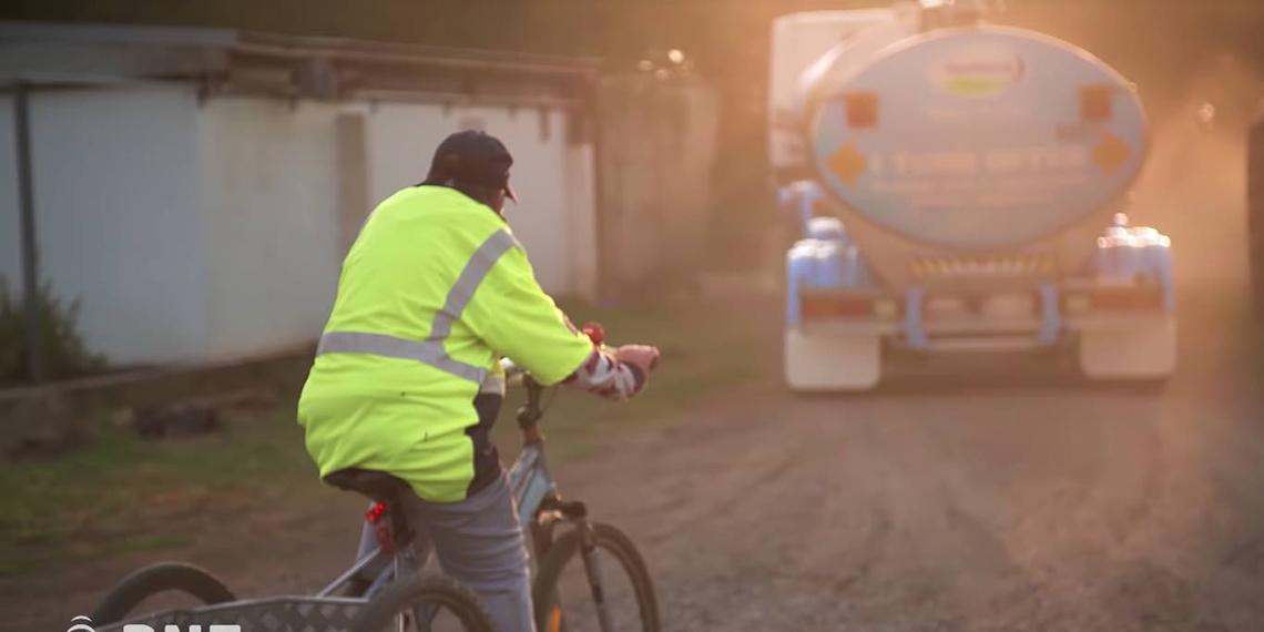 Andrew Oliver escorting a Fonterra tanker.