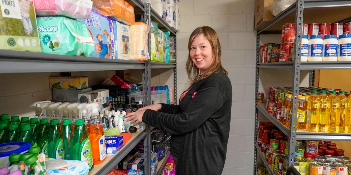 Salvation Army worker in the foodbank