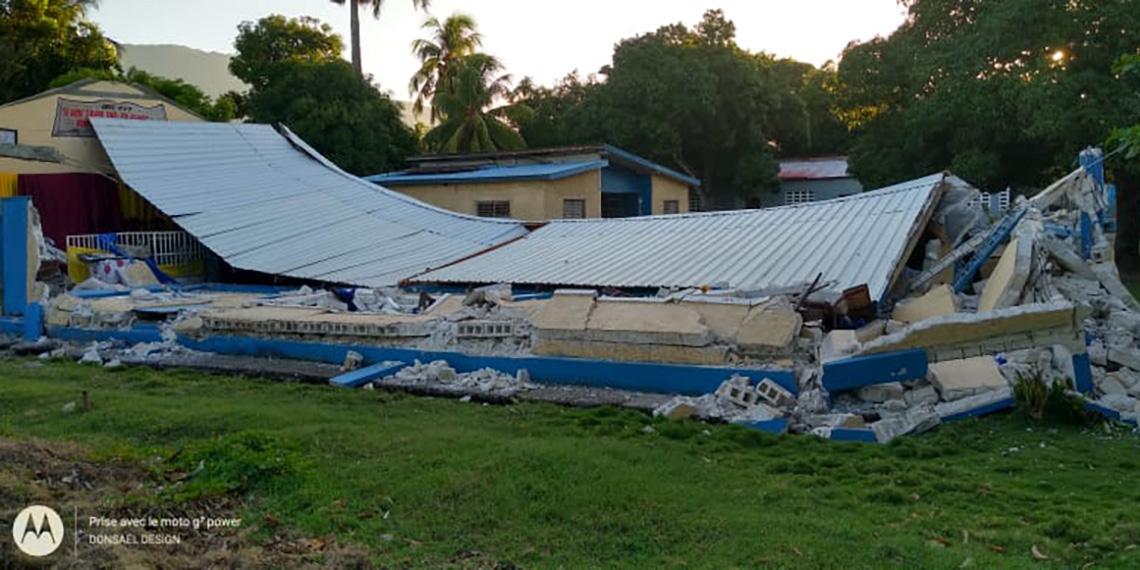 Collapsed building. Haiti earthquake damage, August 2021