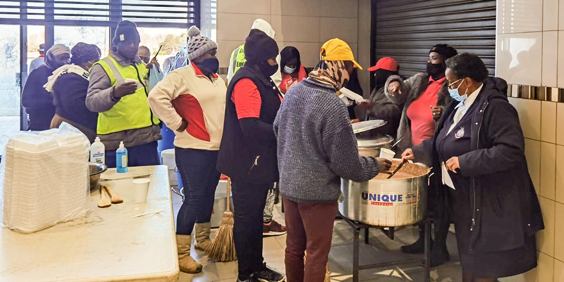 The Salvation Army in Soweto supporting a community clean-up in Dobsonville Shopping Mall, following civil unrest