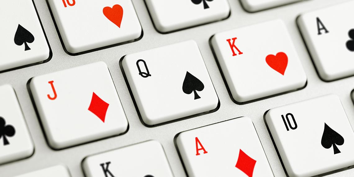 Computer keyboard with Playing Card emblems instead of letters