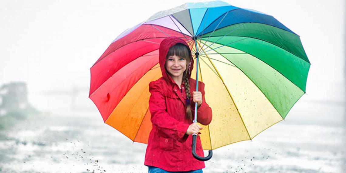 child with umbrella