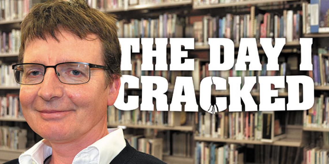 Mike Bryan in the library of Booth College of Mission