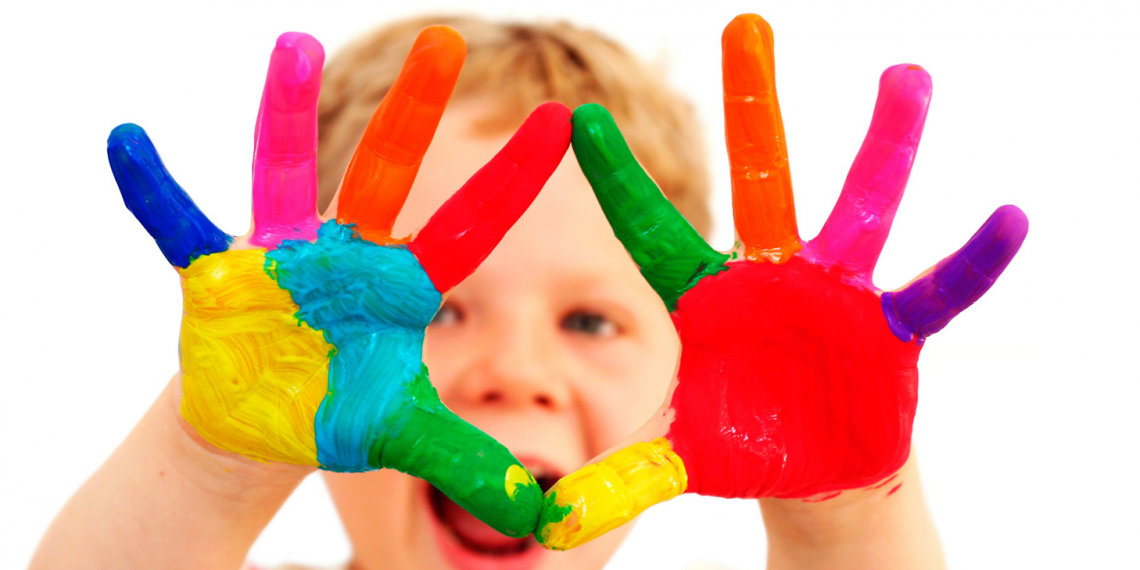 Child with painted hands