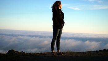 Woman at top of hill